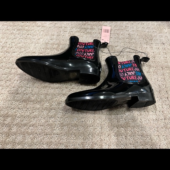 New JUICY COUTURE Romance Black Heart Graffiti MultiColor Rain Boots - Picture 10 of 16
